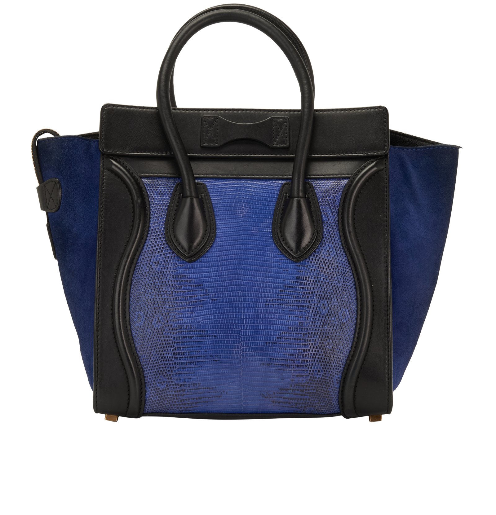 Micro Luggage, &pound;850, Handbags, Black/Blue, Lizard/Suede, Back view